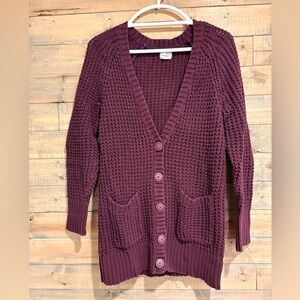 Women's Burgundy Cardigan Sweater
